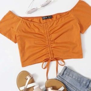 SHEIN | Ruched Bardot Top
